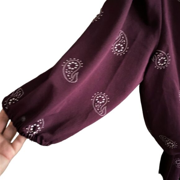 Vintage 80s midi pleated paisley print dress - Picture 6 of 16